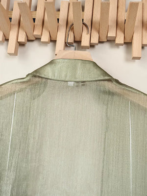 wrap top in Green with tied and cropped