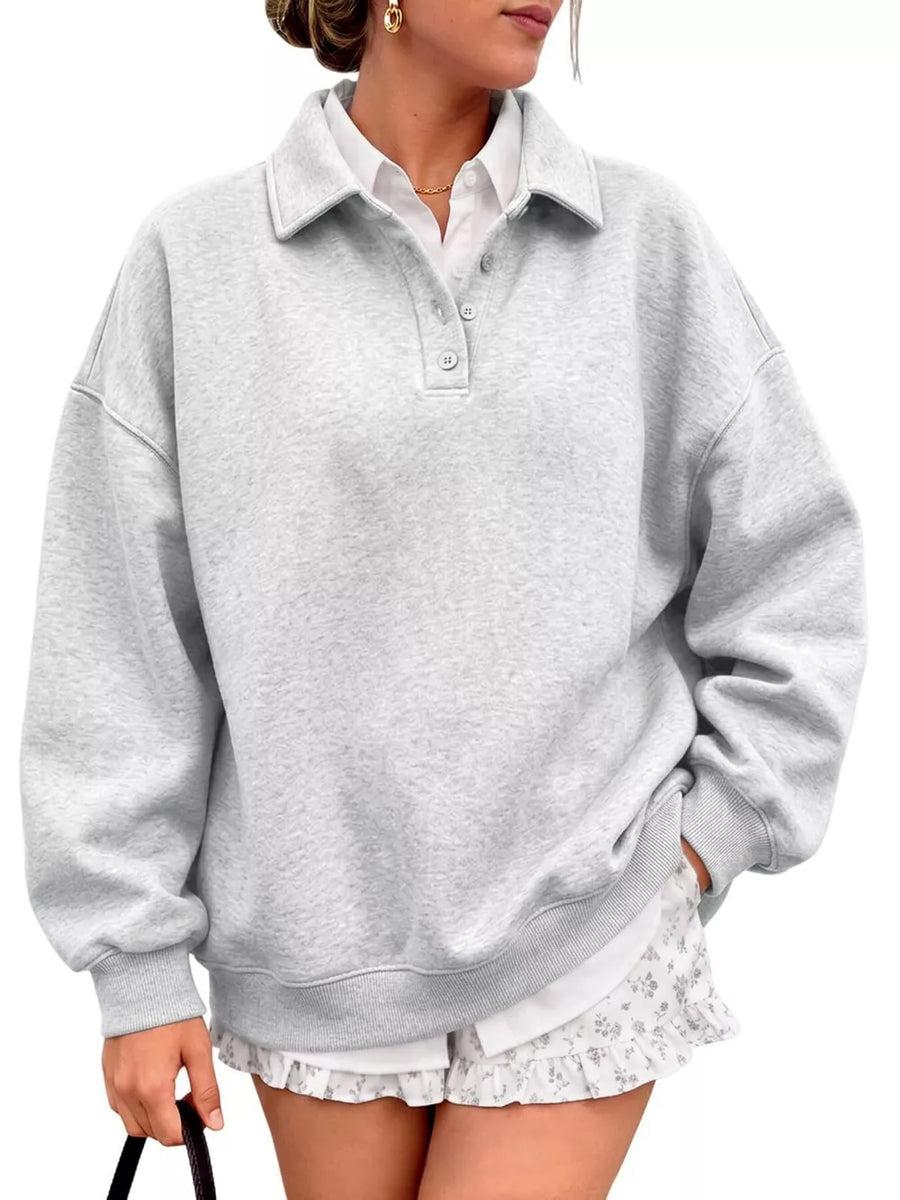 sweatshirt in light gray featuring dropped shoulder and oversized fit