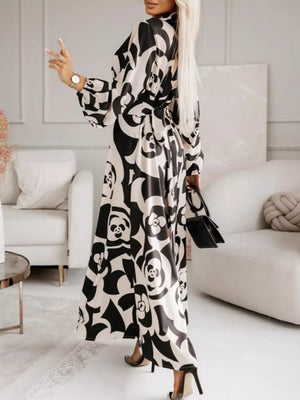 Long Sleeve Maxi Shirt Dress in Multicolor