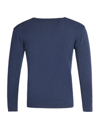 Men's Plus Size Solid Color Long Sleeve Knit Top in Navy, view 12