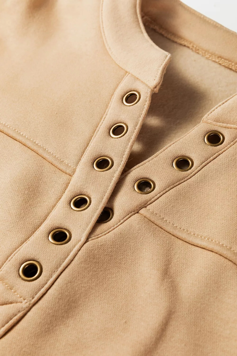 camel relaxed sweatshirt with henley