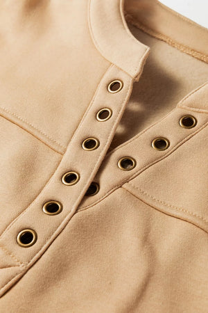 camel relaxed sweatshirt with henley