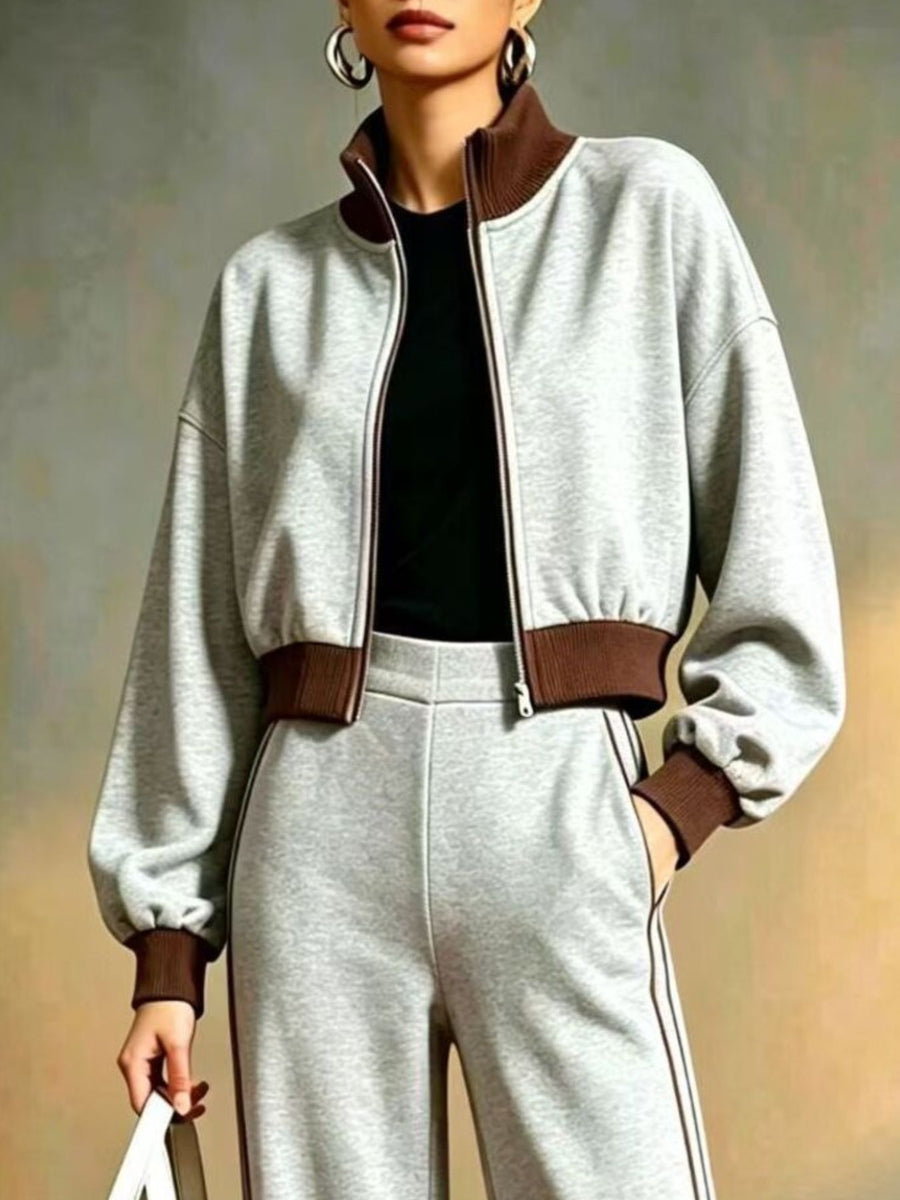 cream relaxed tracksuit with collared