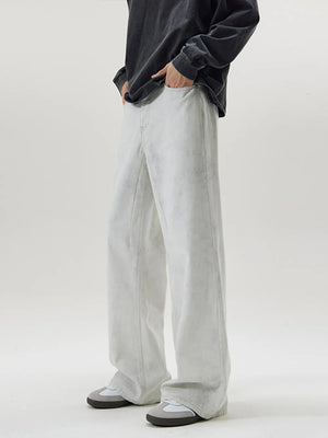 Gray with Men's Full Size Wide Leg Pants