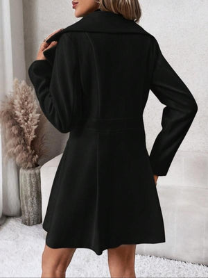 classic peplum coat in cream with notch lapel