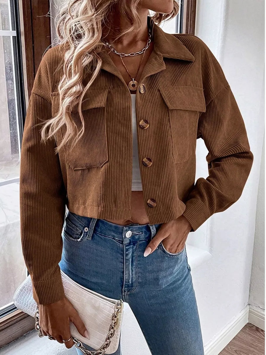 100% polyester Care instructions: Machine wash cold trucker jacket in Army Green with boxy silhouette