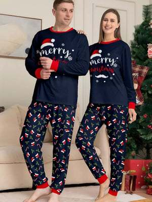 red pajama set featuring long sleeve and graphic print