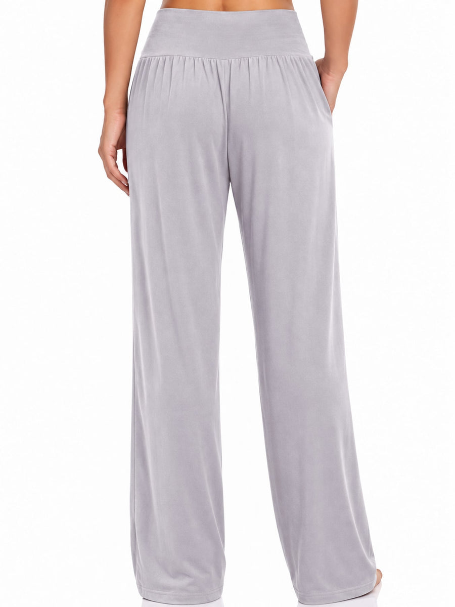 Pocketed High-Waisted Wide-Leg Pants in Dark Coffee with pocketed