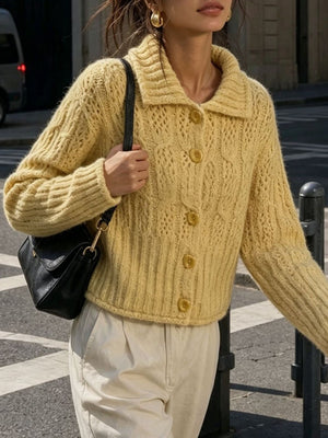 Pink regular cardigan with collared