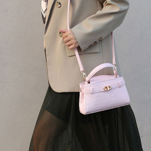 Milky White crossbody bag featuring crocodile-embossed and crocodile-embossed