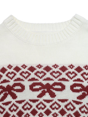 cream pullover sweater with ribbed hem and long sleeve