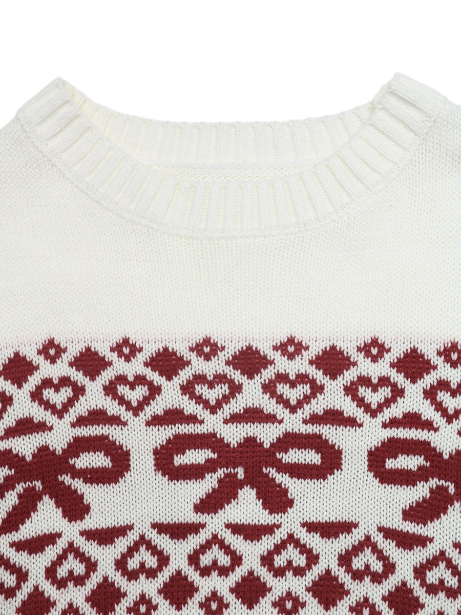 cream pullover sweater with ribbed hem and long sleeve