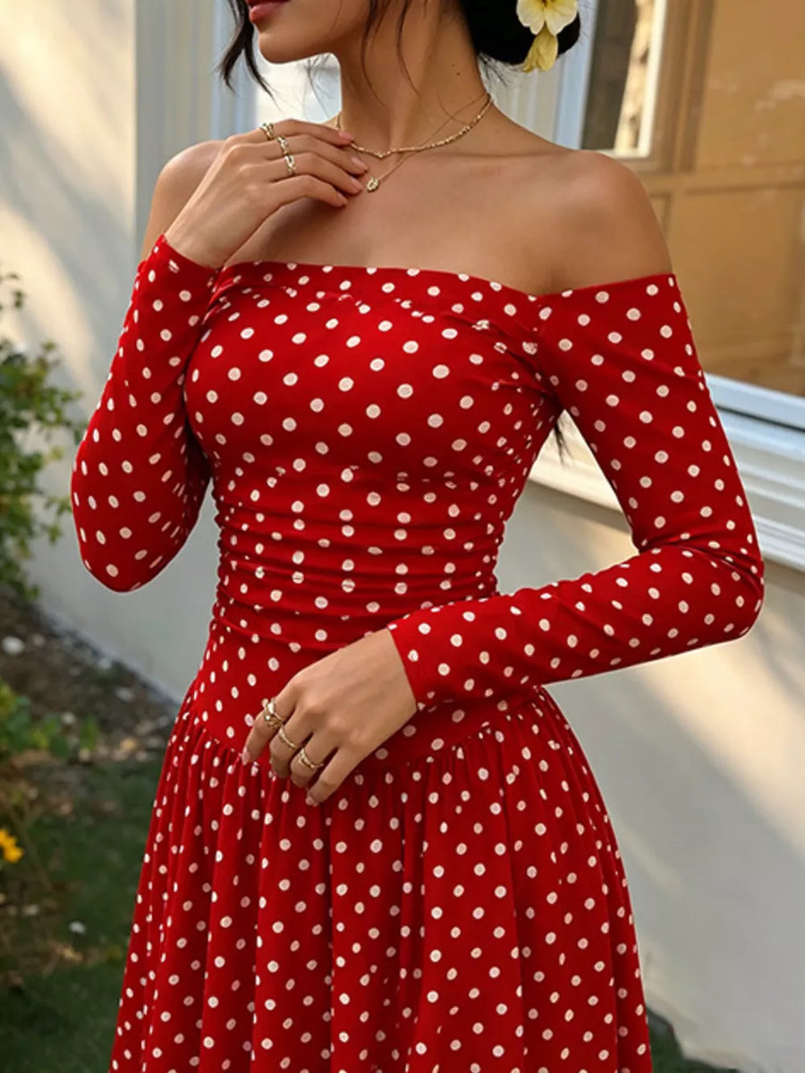 Off-the-shoulder Maxi Dress in Brown, view 22