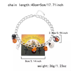 necklace in black with charm details and collar