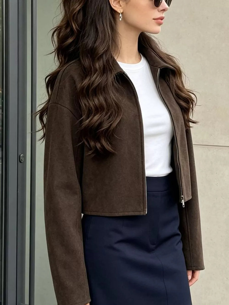 70% Polyester 30% Rayon Care instructions: Machine wash cold jacket in Khaki with relaxed silhouette