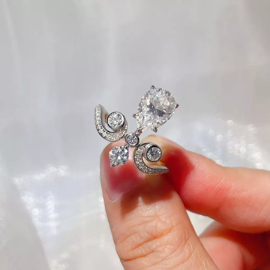 1.2 Carat Pear-cut Moissanite Sterling Silver Ring in this colorway