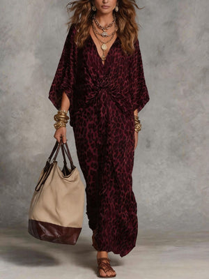 ivory maxi dress with twisted front and dolman sleeve
