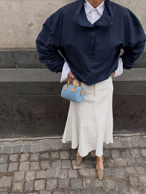 High-waisted Mermaid Midi Skirt in White
