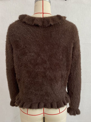 100% polyester Care instructions: Machine wash cold cardigan in Khaki Color with regular silhouette