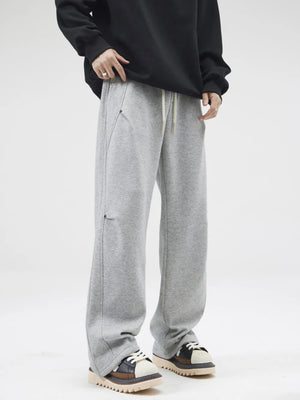 Grey casual loose-fit men's sweatpants with drawstring and pockets