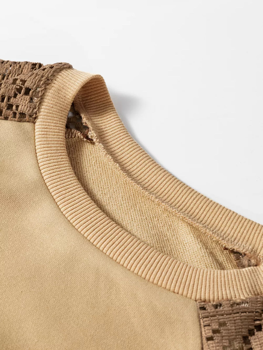 Lace Patchwork Colorblock Sweatshirt option 7