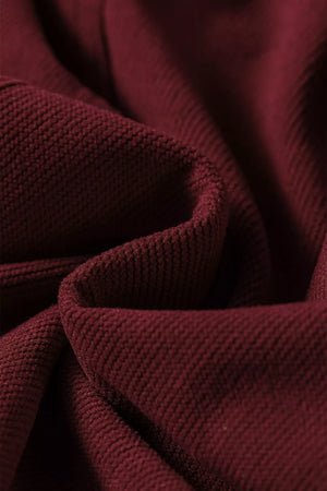 Elastic Waist Drawstring Corduroy Casual Pants in Burgundy, view 11