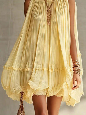 romantic mini dress in Black with mock neck