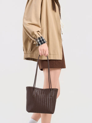PVC Imported Size &amp shoulder bag in dark brown with boxy silhouette