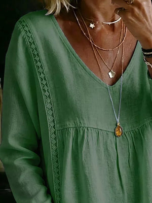 Pink relaxed blouse with v-neck