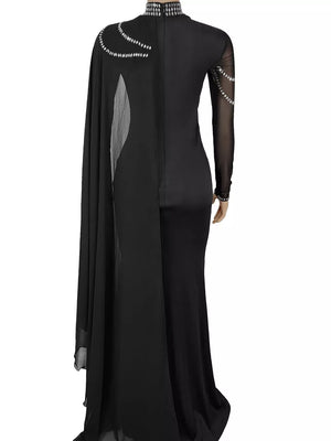 glam maxi dress in Gold with mock neck