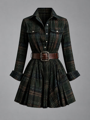 Dark Green (with Belt) shirt dress