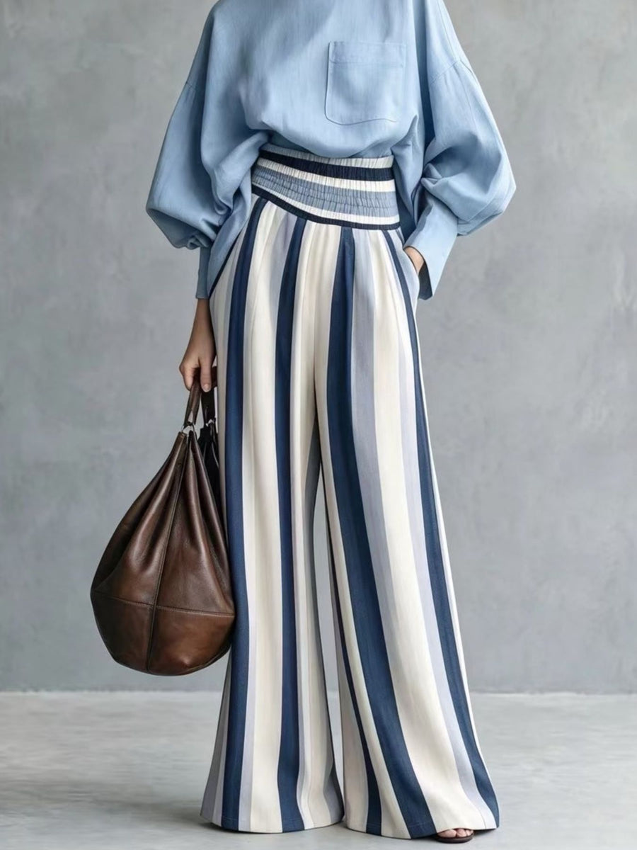 bohemian blouse and wide-leg pants set in Caramel with mock neck