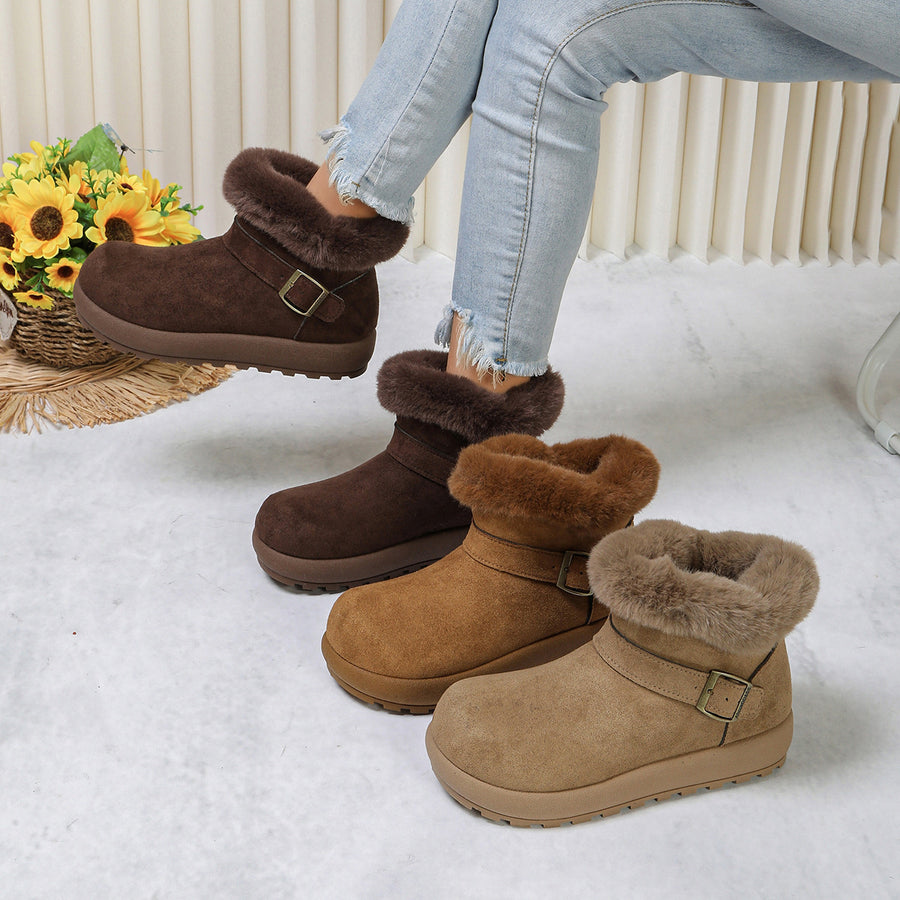 boots in dark brown featuring round toe and chunky fit