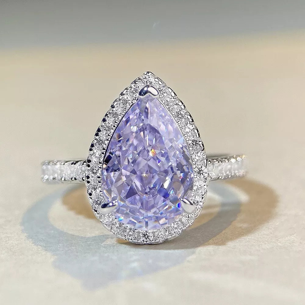 925 sterling silver,Zircon Care instructions: Avoid wearing during exercise, as ring in lavender with fitted silhouette