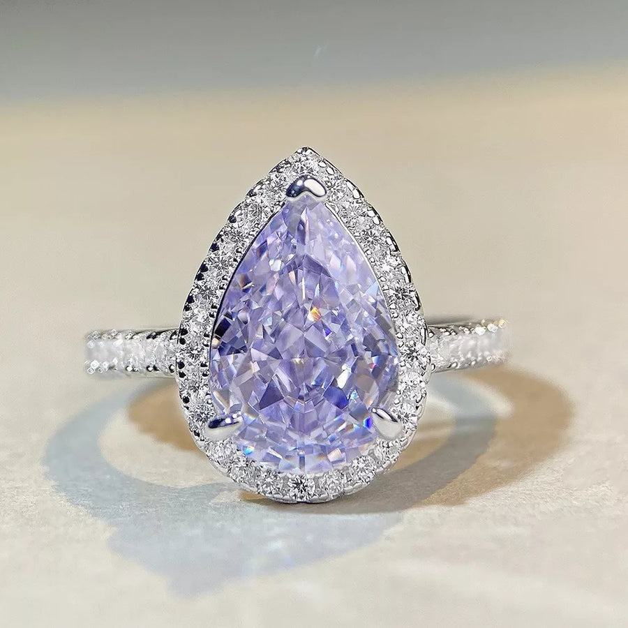 925 sterling silver,Zircon Care instructions: Avoid wearing during exercise, as ring in lavender with fitted silhouette