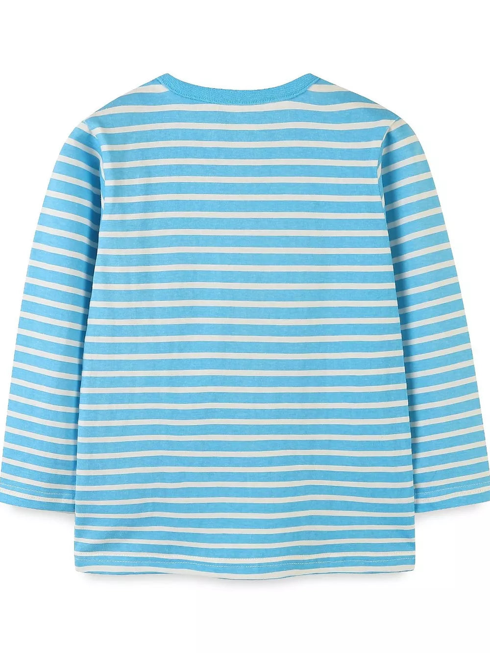Toddler blue and white striped long sleeve t-shirt, cotton.