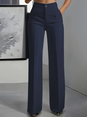 wide-leg pants in Army Green with high-waisted and full-length