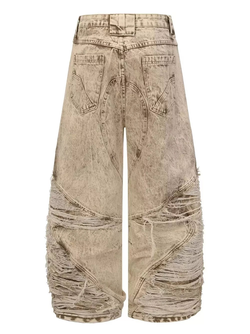 Men's Distressed Wide-leg Jeans Plus Size in Khaki