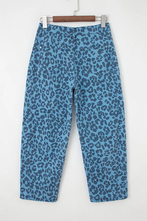 Leopard Print Barrel Leg Jeans option 9