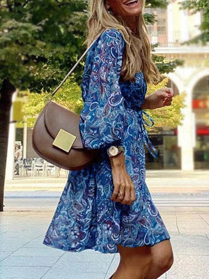 mini dress in Brown with paisley and tied