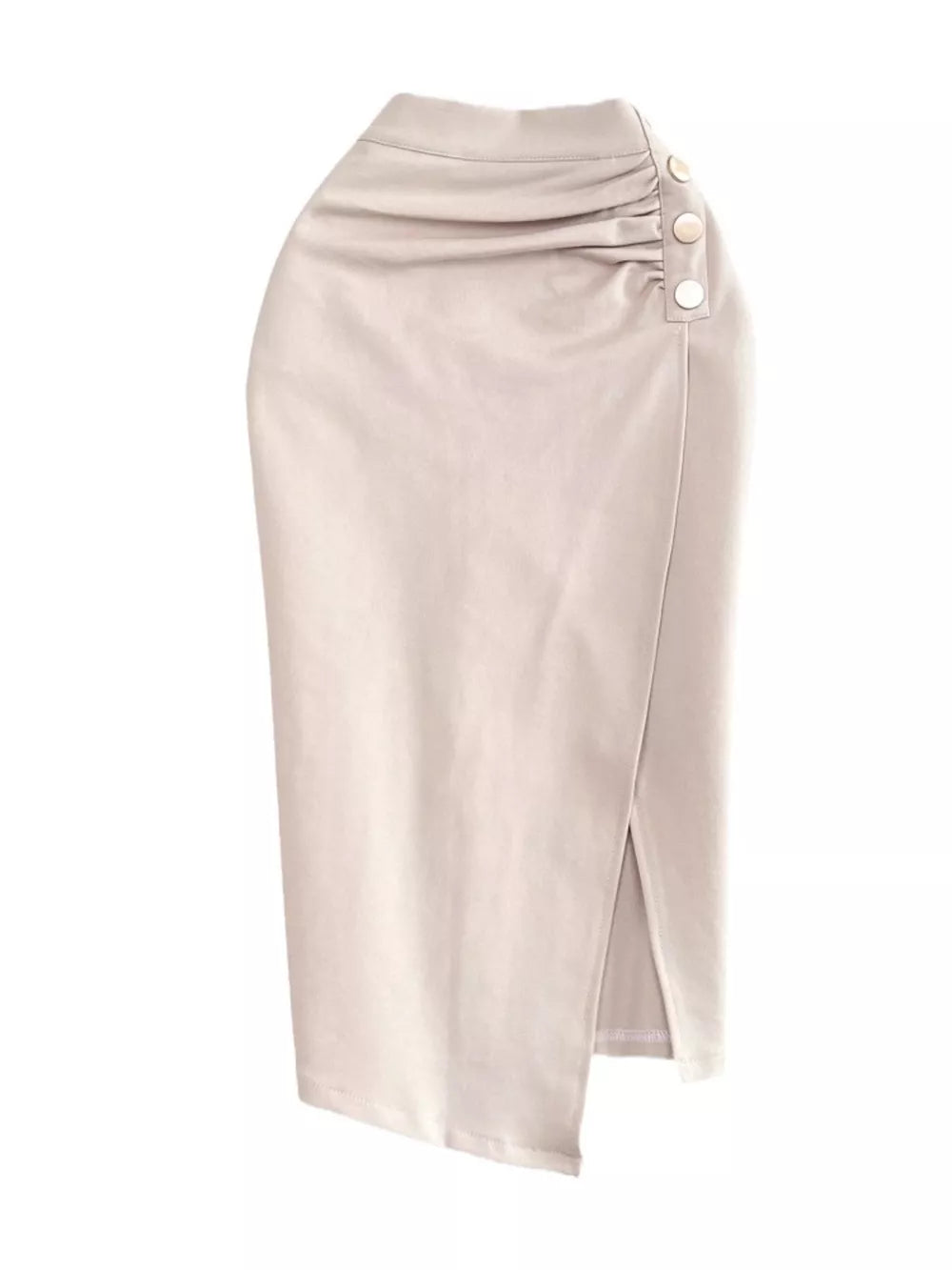 Black Ruched Slit Skirt