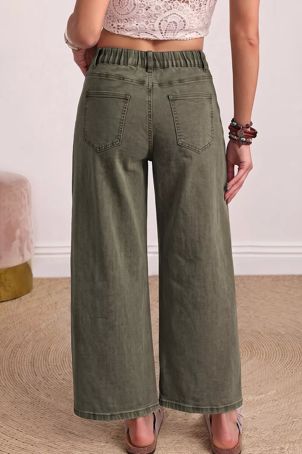 Four Leaf Clover Solid Color Ankle Jeans option 5