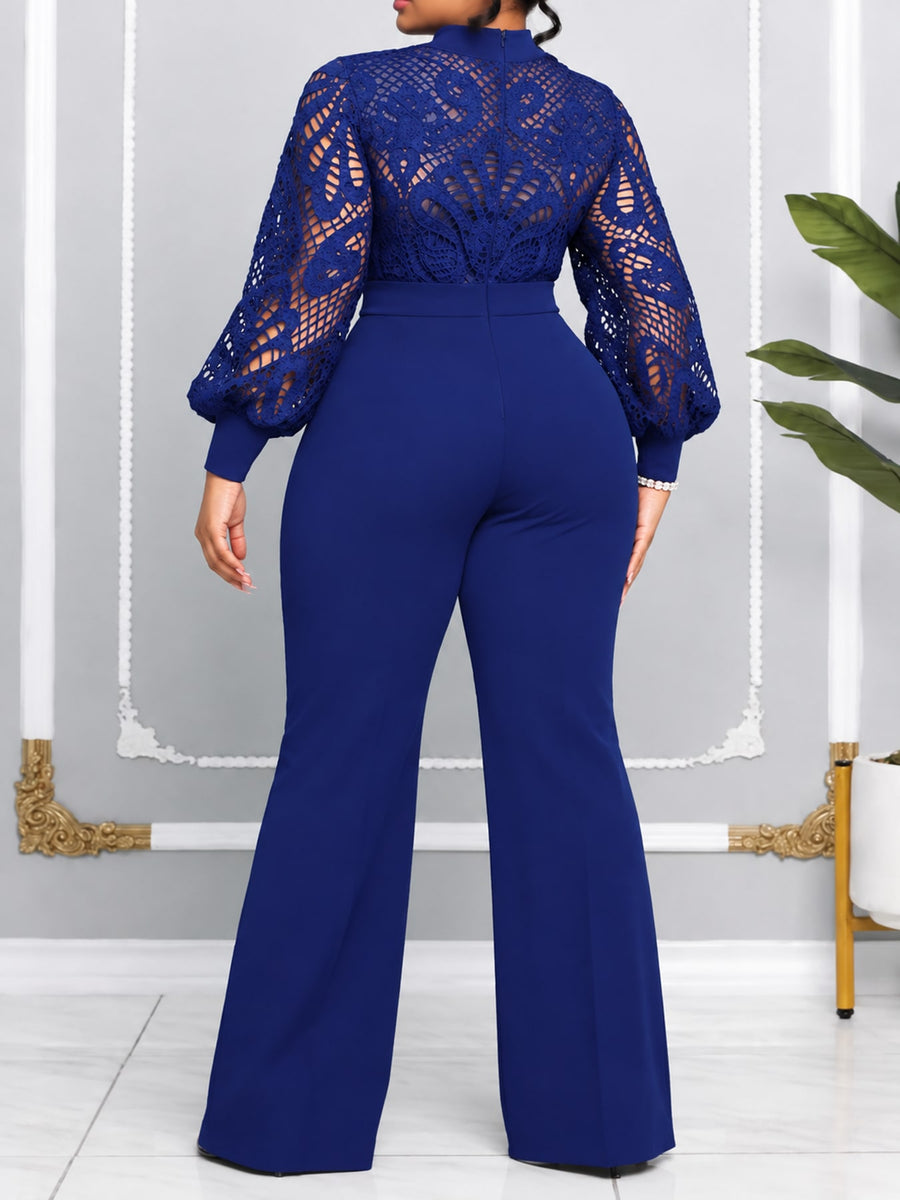 The main fabric contains 50% to less than 70% polyester jumpsuit in Red with flared silhouette