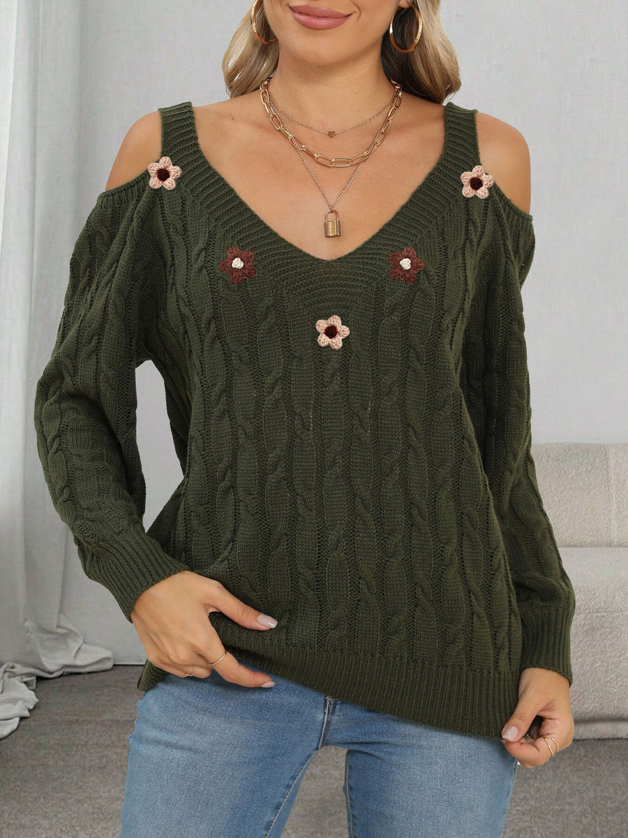black pullover sweater with pullover and cable knit