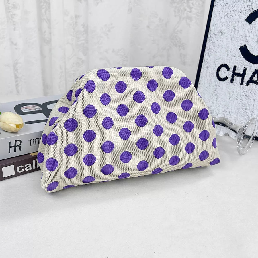 Black Polka Dot Knit Clutch Bag