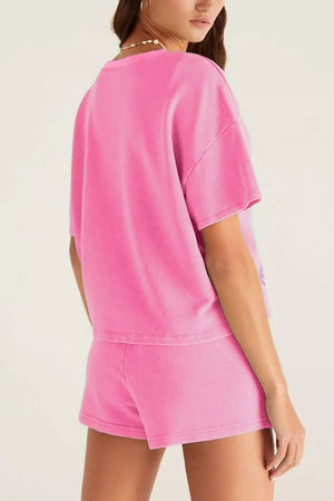 Fuchsia Pink pajama set featuring pocketed and pumpkin