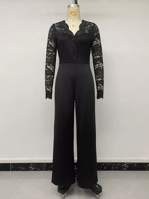 jumpsuit featuring lace in Black with 95% polyester, 5% elastane Care instructions: Machine wash cold texture