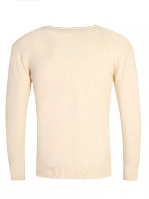 White Men's Plus Size Solid Color Long Sleeve Knit Top