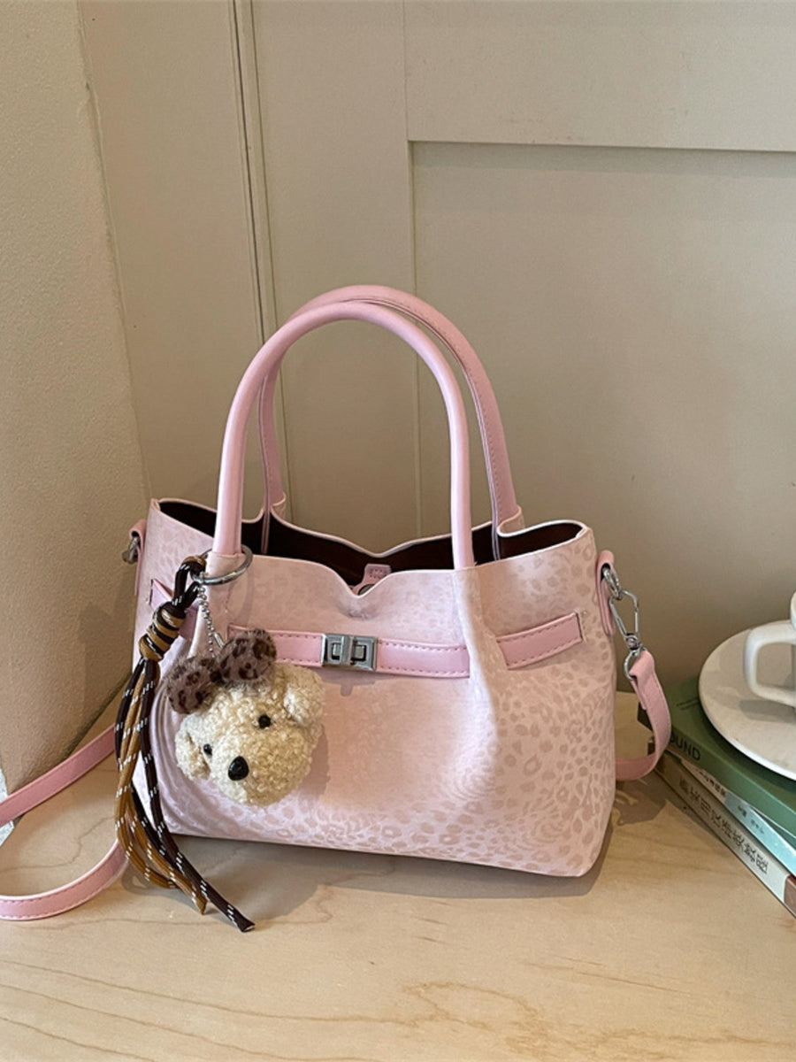 crossbody bag featuring leopard in light pink with PU Leather Imported Size &amp texture