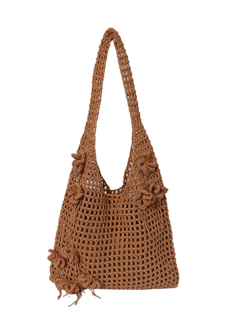 handbag featuring floral in camel with Polyester Imported Size &amp texture